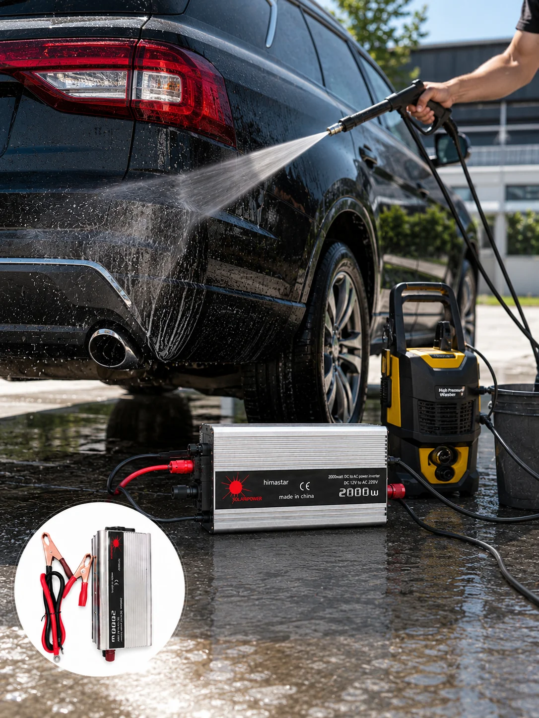 2000W Araç Elektrik İnvertörü Akü Bağlantılı Priz Çıkışlı Güç Çevirici
