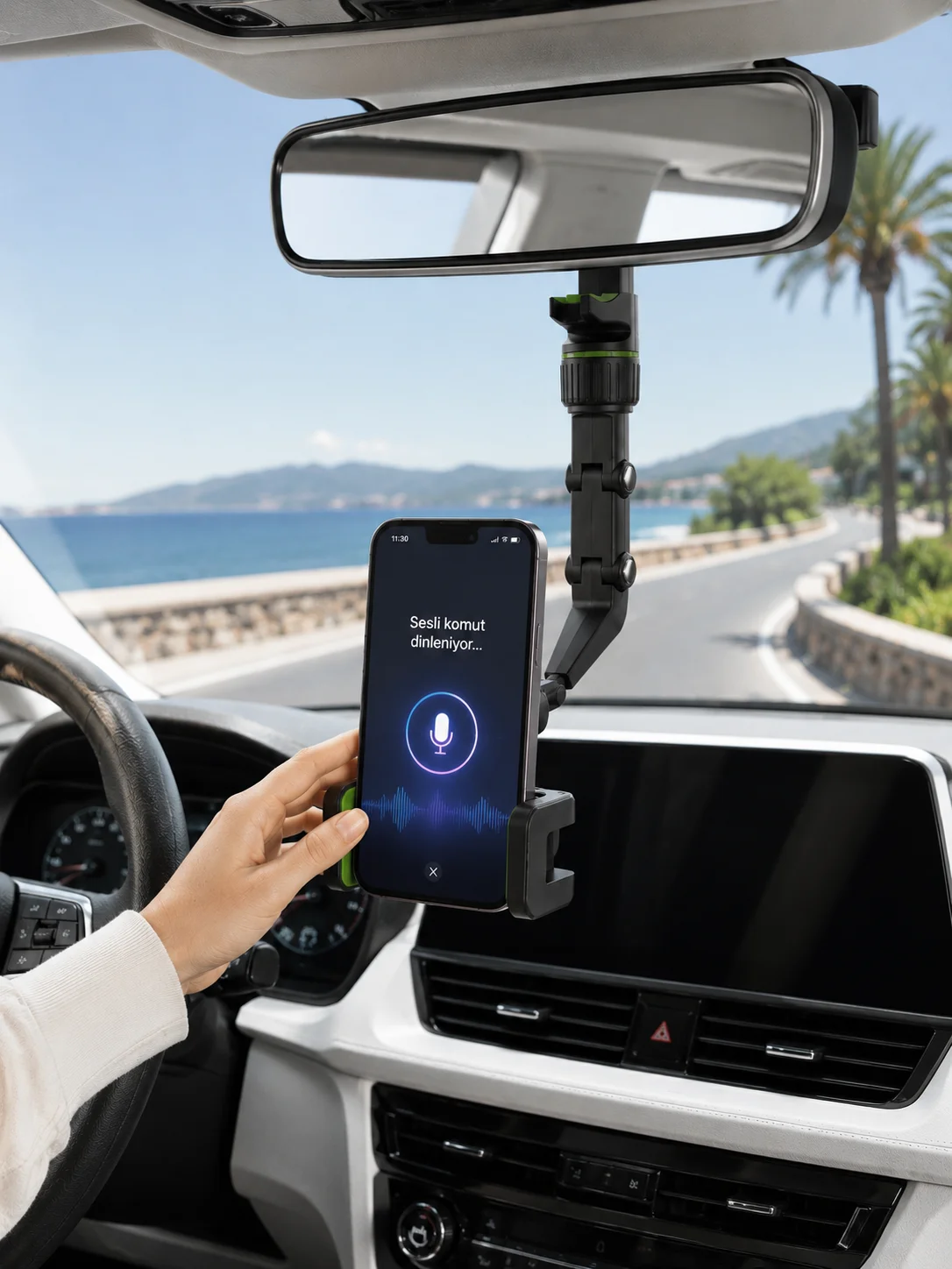 Araç İçi Telefon Standı Dikiz Aynasına Takılan Ayarlanabilir Telefon Tutucu