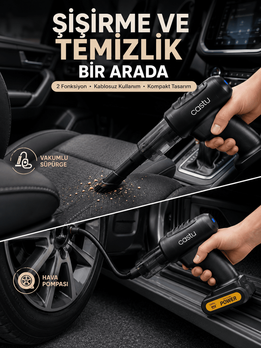 Kablosuz Hava Pompası ve Vakumlu El Süpürgesi