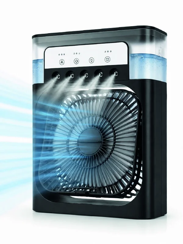 Püskürtmeli Masaüstü Fan 5 Başlıklı Serinletici, 600 ml Su Haznesi, 3 Kademe Fan, Type-C Bağlantı