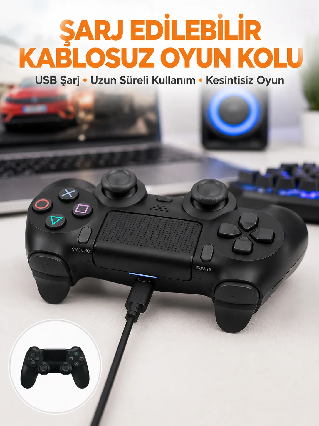PS4 Uyumlu Kablosuz Oyun Kolu – Titreşimli, Şarjlı ve Ergonomik Yeni Nesil