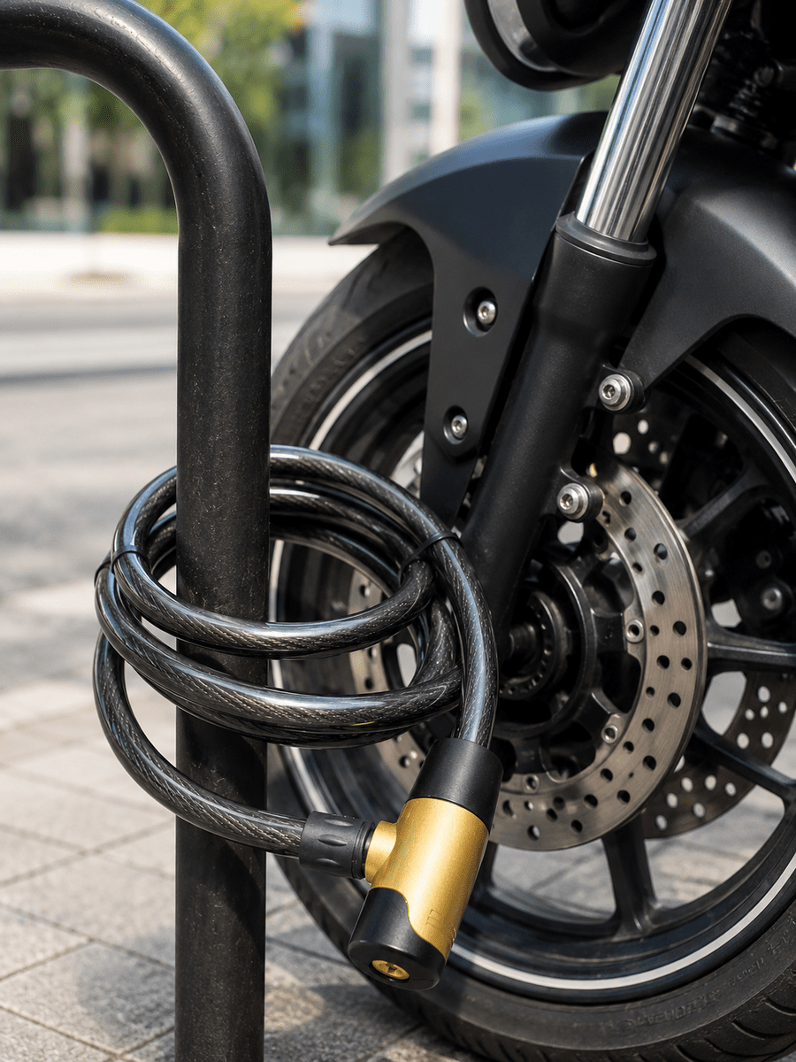 24 mm Kalın Çelik Halatlı Motosiklet ve Bisiklet Kilidi 200 cm Anahtarlı Güvenlik Kilidi