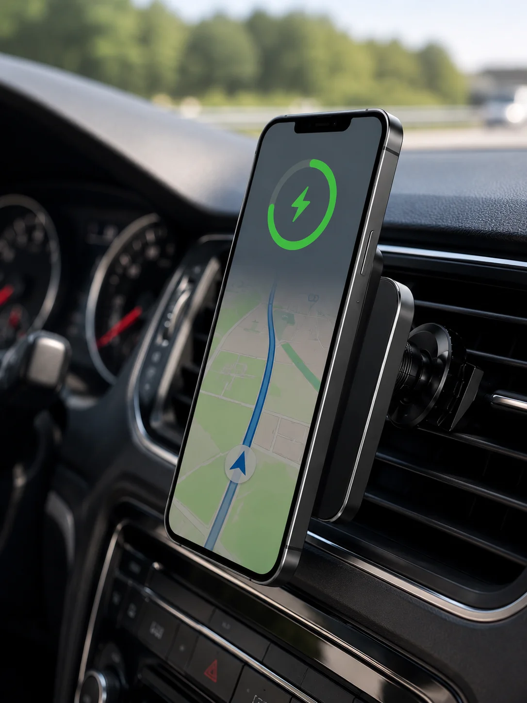 15W Manyetik Araç İçi Kablosuz Şarj Cihazı  MagSafe Uyumlu Telefon Tutucu