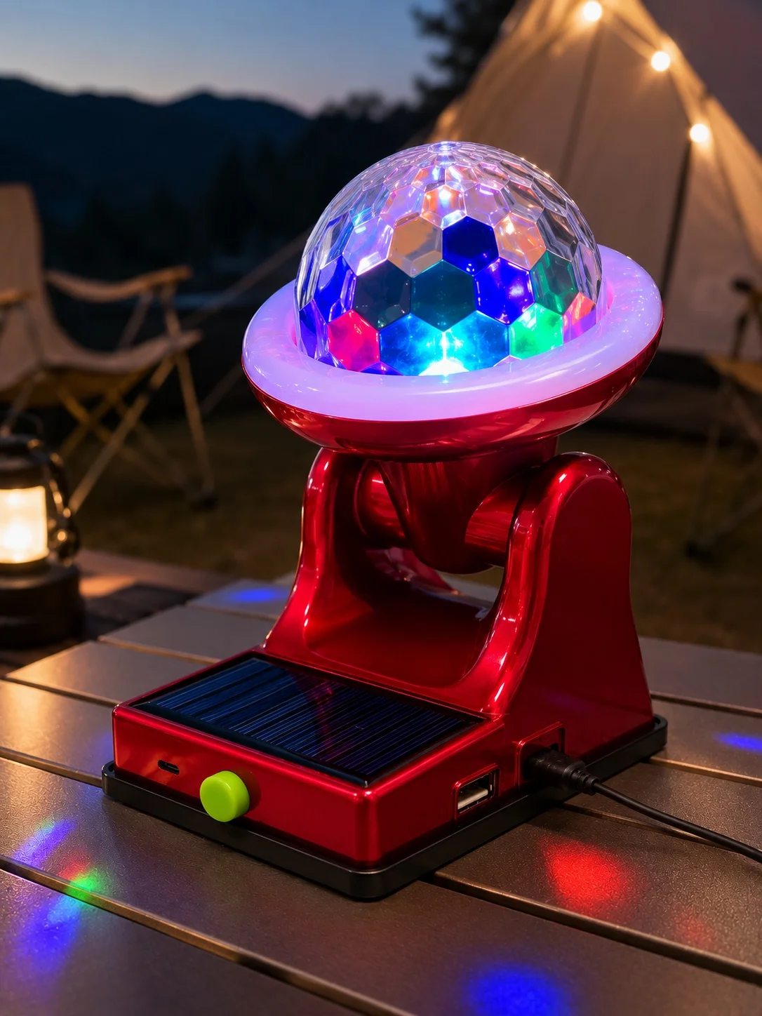 Şarjlı RGB Projektör Lamba Güneş Enerjili Çok Fonksiyonlu Disco Işık Lambası