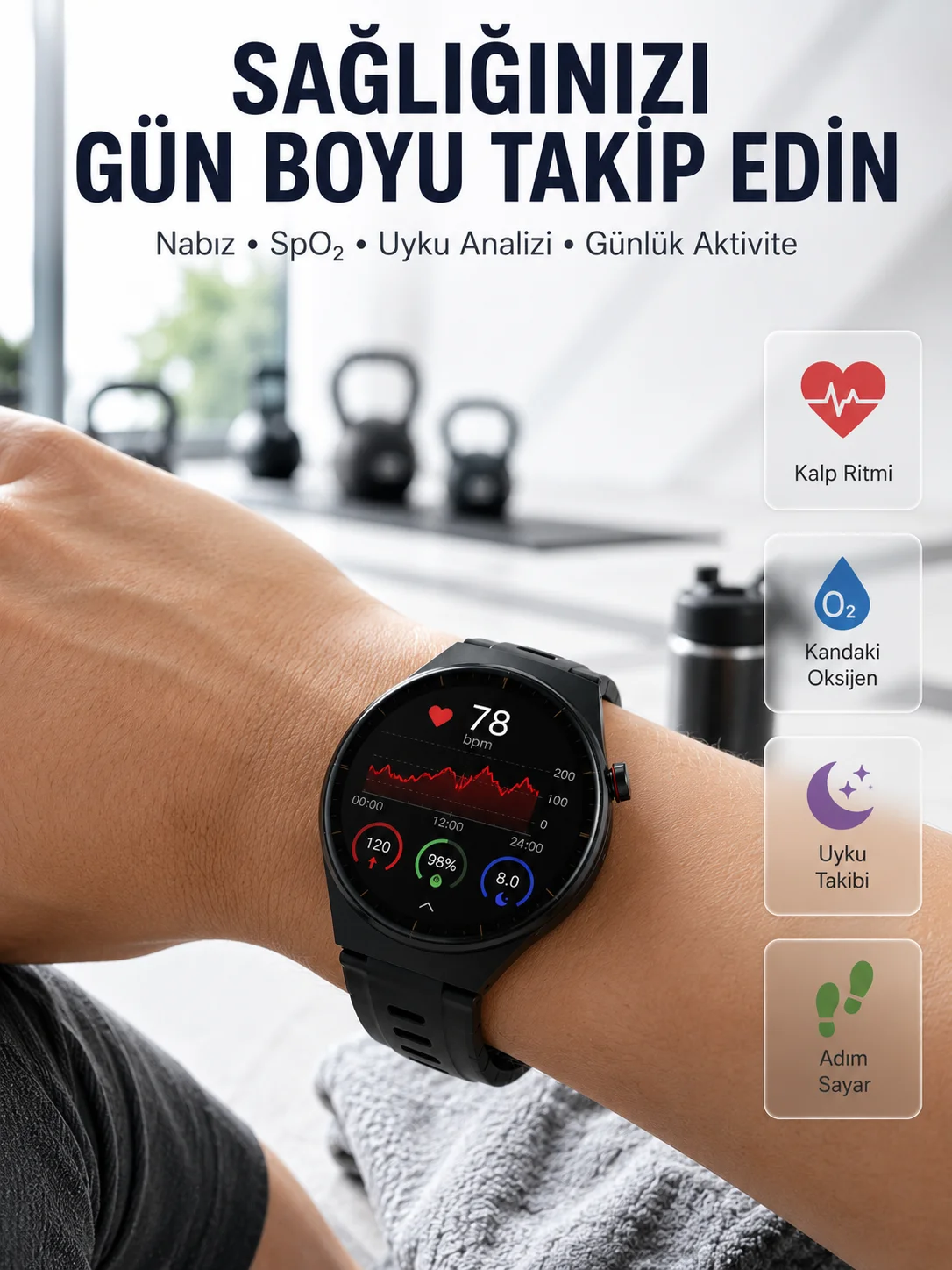 Bluetooth Konuşma Özellikli Akıllı Saat AMOLED Ekran, Sağlık Takibi ve 3 Farklı Kordon