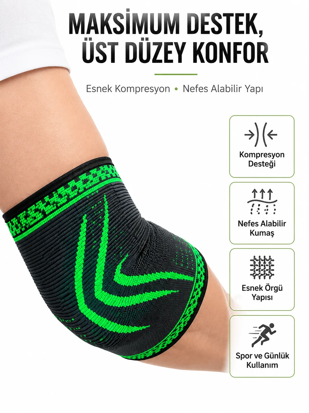 Fitness Dirsekliği Kompresyonlu Dirsek Destekliği Tenisçi Dirseği Spor Koruyucu