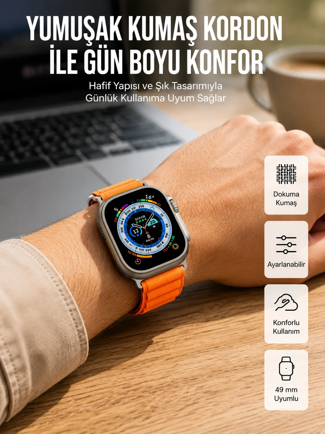 Akıllı Saat Ultra Android & İOS Uyumlu Arama Bildirim Özellikli
