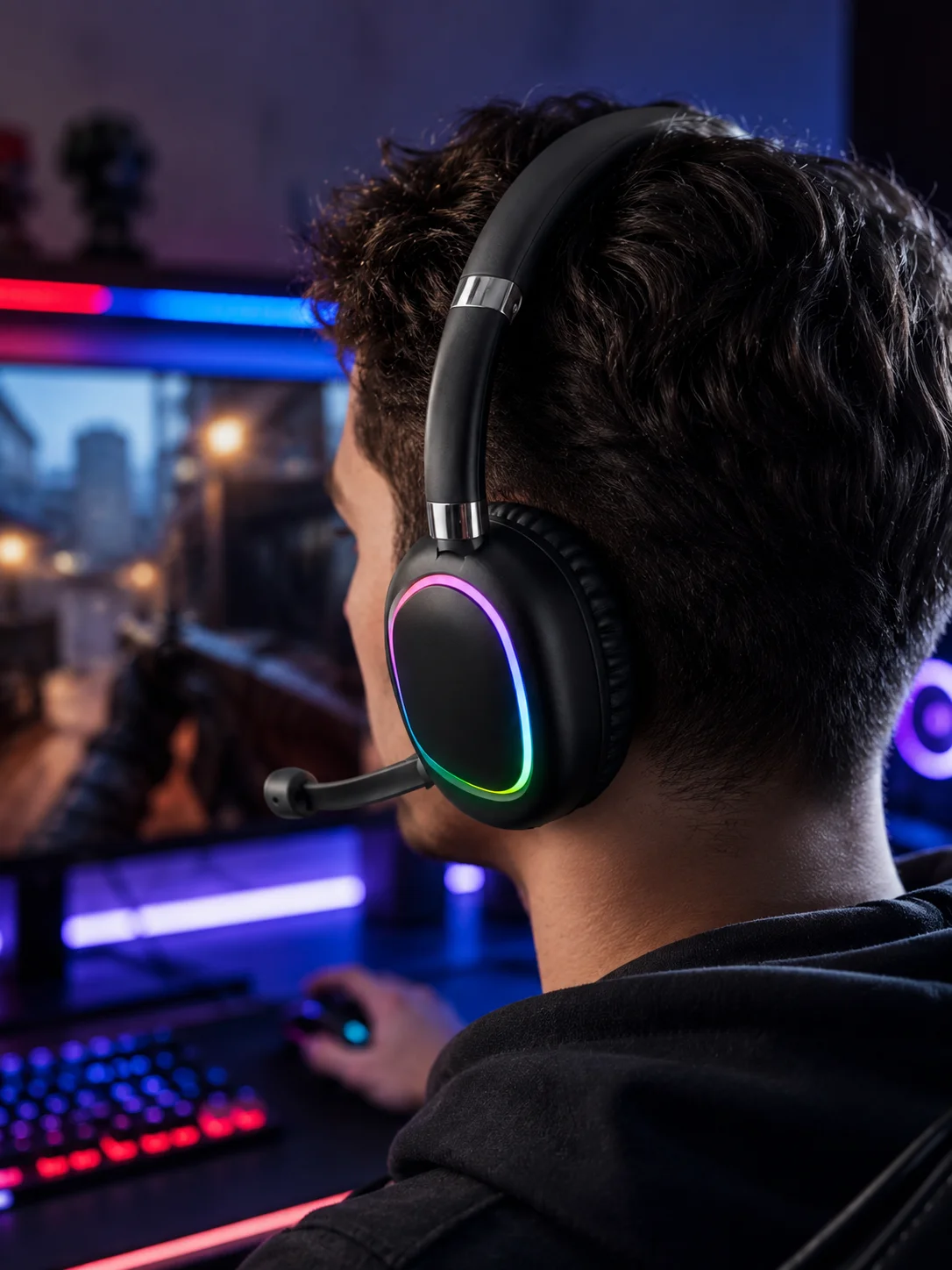Kablosuz Bluetooth 5.0 Kulaklık RGB Işıklı Tasarım
