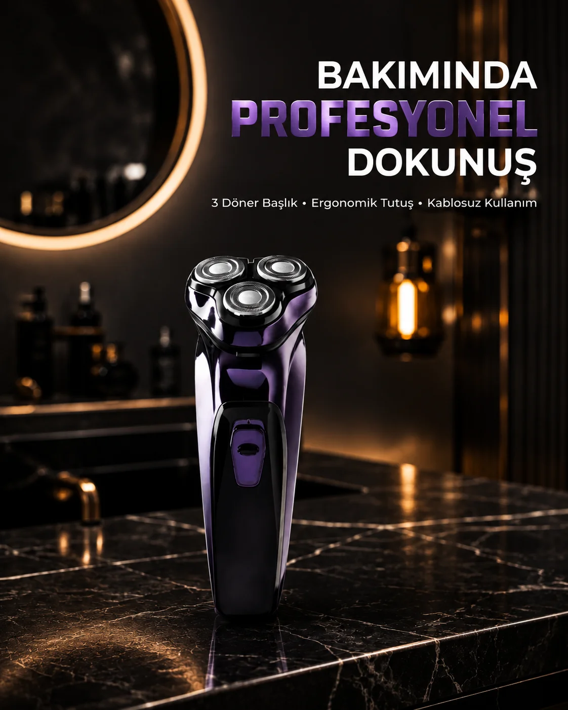 Profesyonel Şarjlı Tıraş Makinesi Ayarlanabilir Başlıklı Kablosuz
