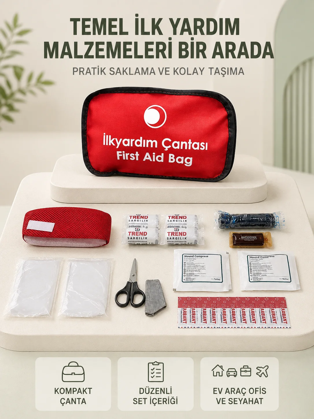 Araç ve Ev İçin İlk Yardım Çantası Acil Set