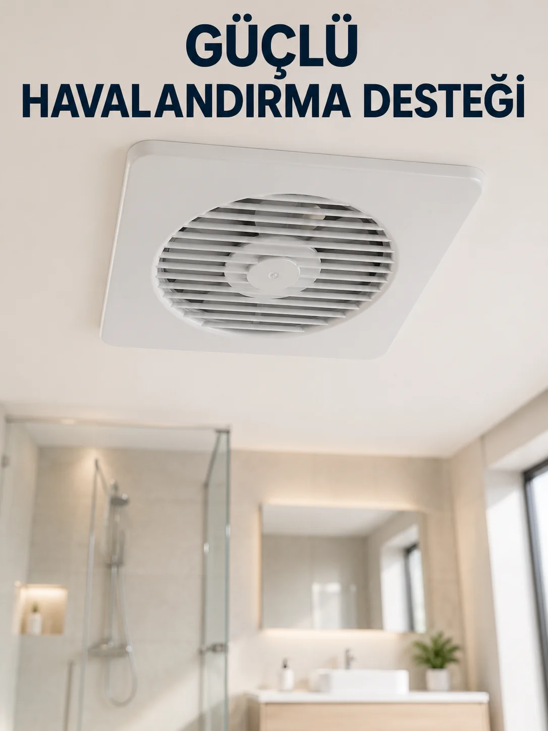 Dekoratif Banyo ve Mutfak Aspiratörü 150 mm 20,8 x 20,8 cm 20 W Havalandırma Fanı