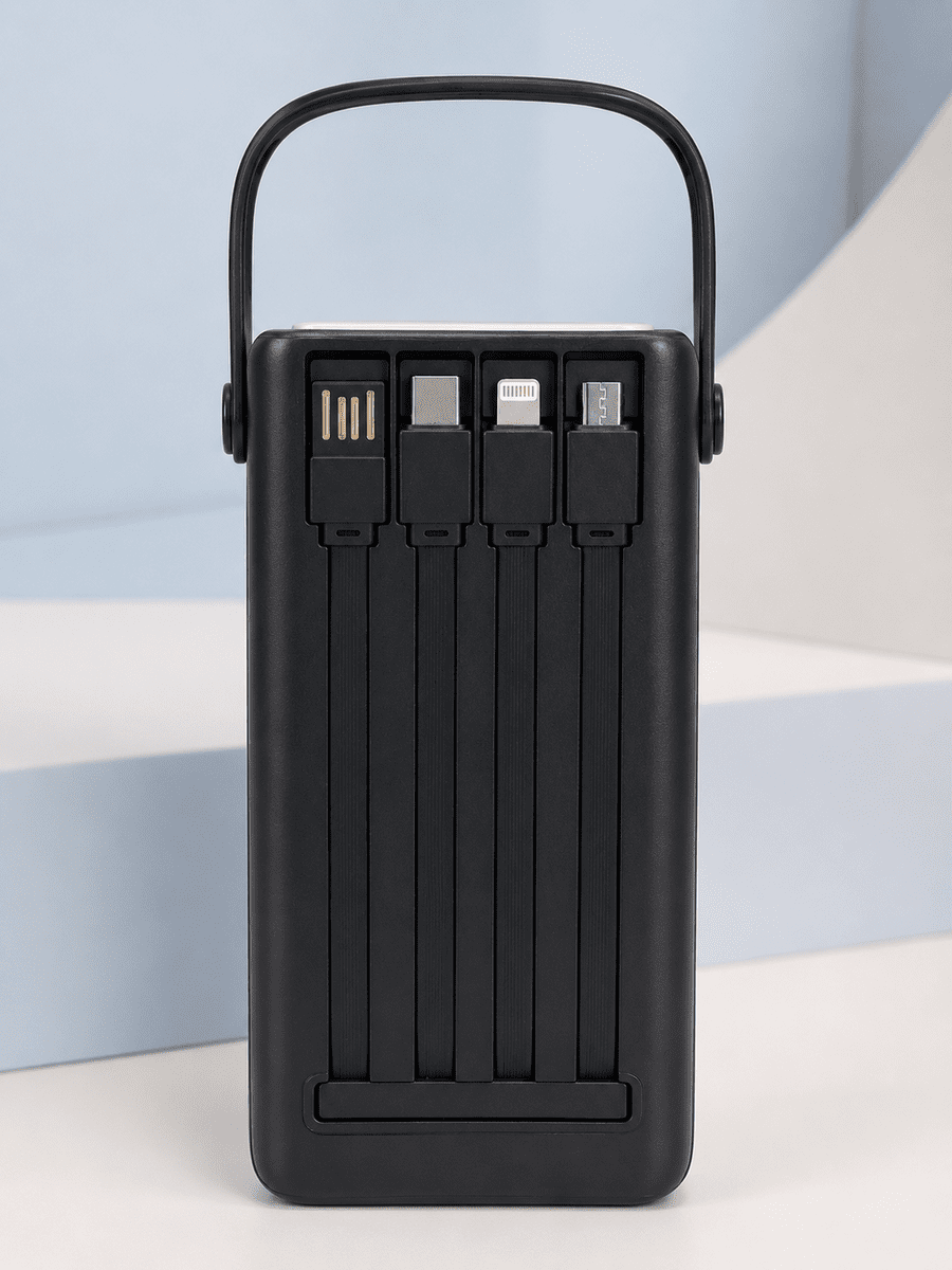 50.000 mAh Powerbank Hızlı Şarj 4 Dahili Kablolu Dijital Göstergeli LED Aydınlatmalı Taşınabilir Şarj Cihazı