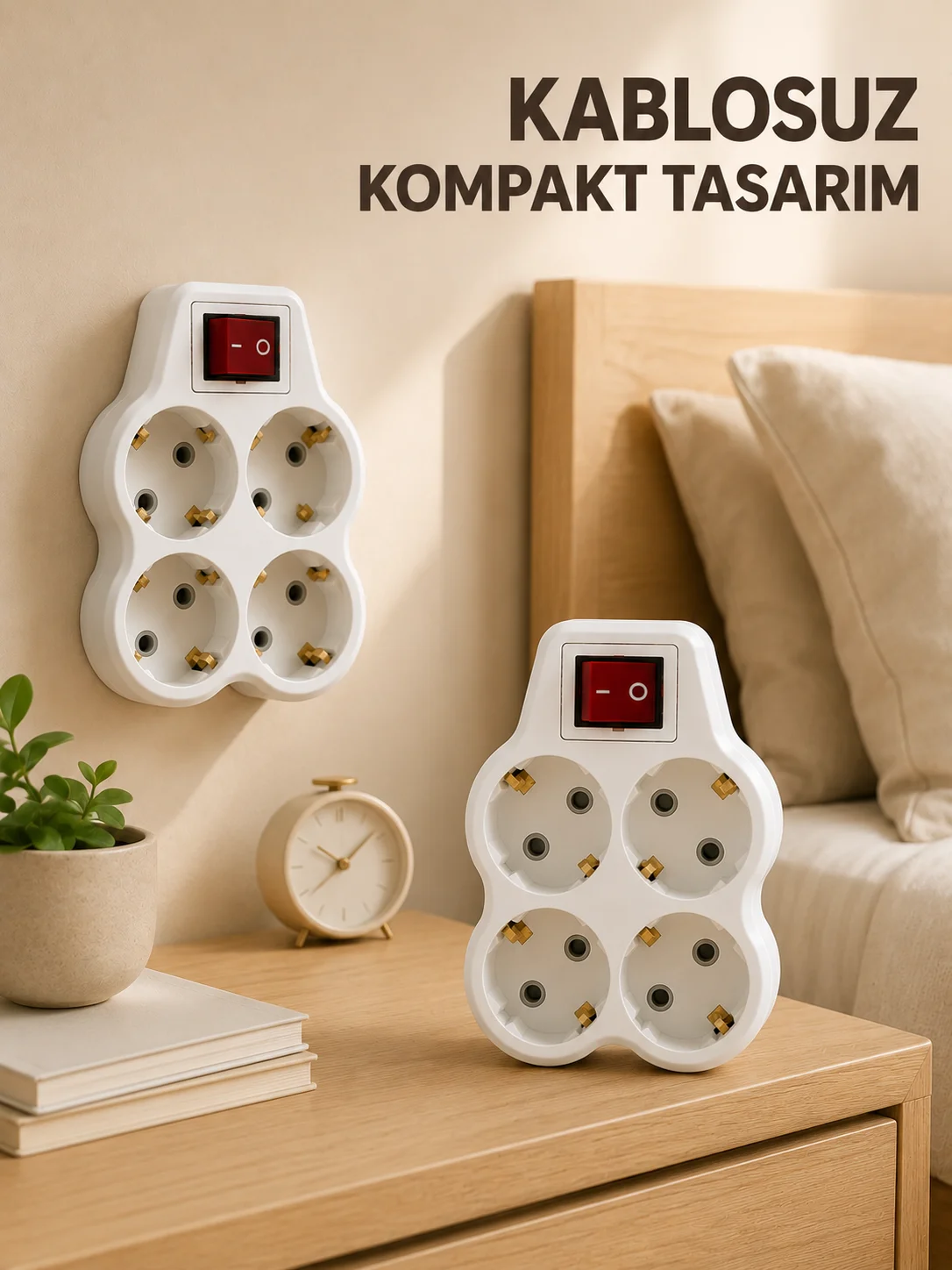 2’li Set 4’lü Priz Çoklayıcı Açma Kapama Anahtarlı Direkt Prize Takılan Adaptör