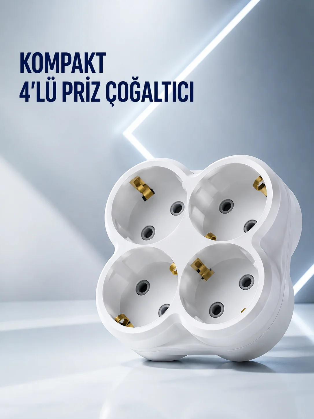 Duvar Tipi Priz Çoğaltıcı 4 Çıkışlı Kablosuz Kompakt Priz Adaptörü