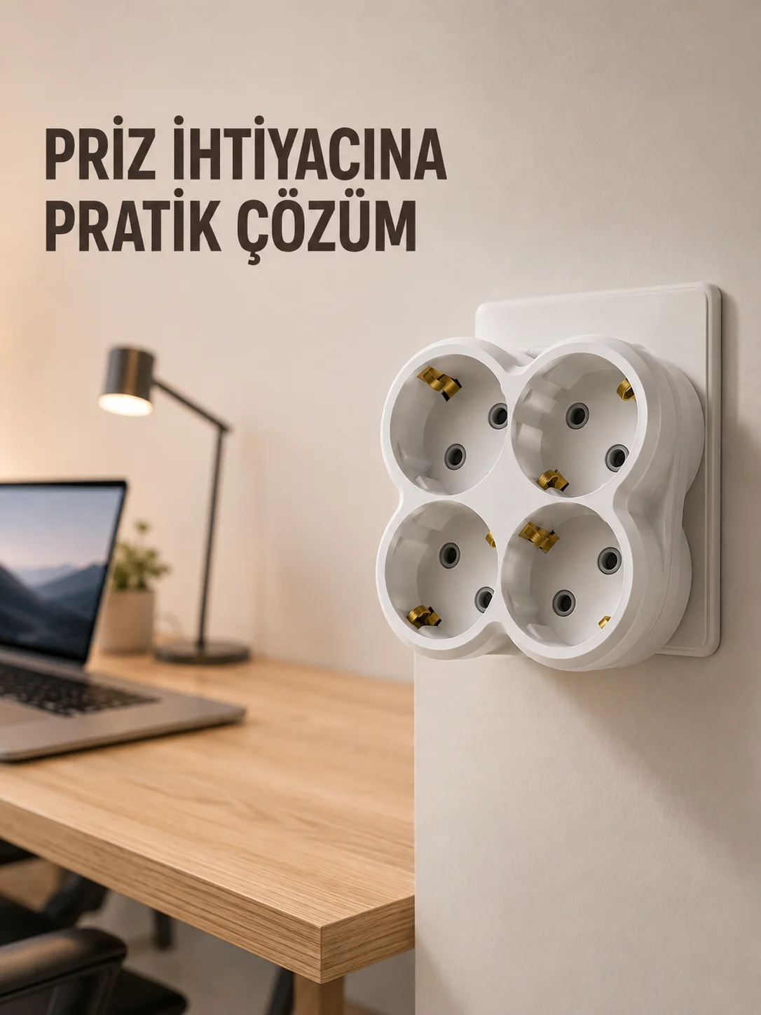 Tek Prizi 4’lü Yapan Priz Çoğaltıcı Direkt Prize Takılan Kablosuz Çoklayıcı