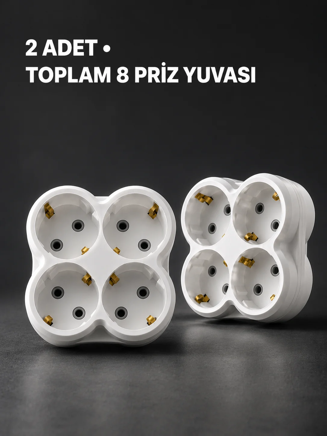 Duvar Tipi 4 Çıkışlı Priz Çoğaltıcı Kablosuz Kompakt Tasarım 2 Adet