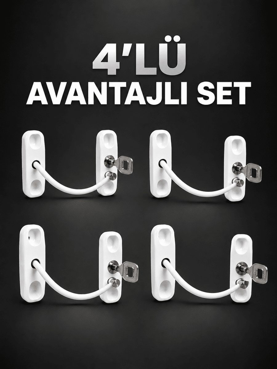 Pencere Güvenlik Kilidi Anahtarlı Çocuk Emniyet Kilidi 4’lü Set