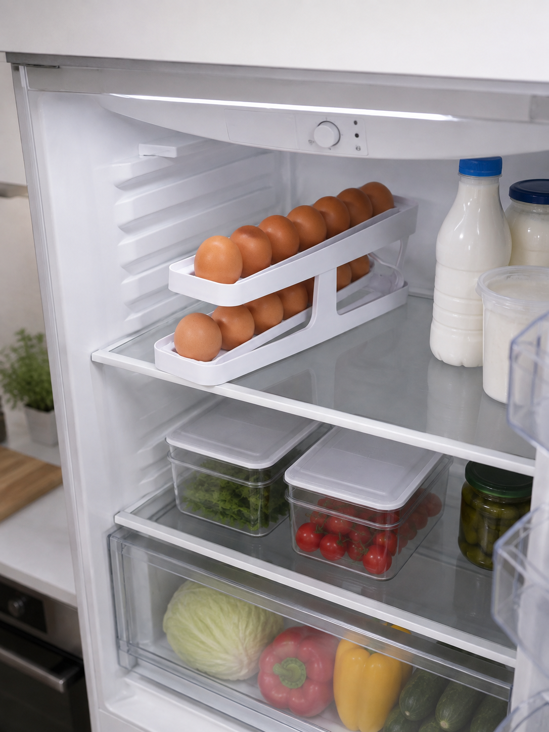Yumurta Düzenleyici Organizer Buzdolabı İçin Yer Tasarruflu Saklama Rafı