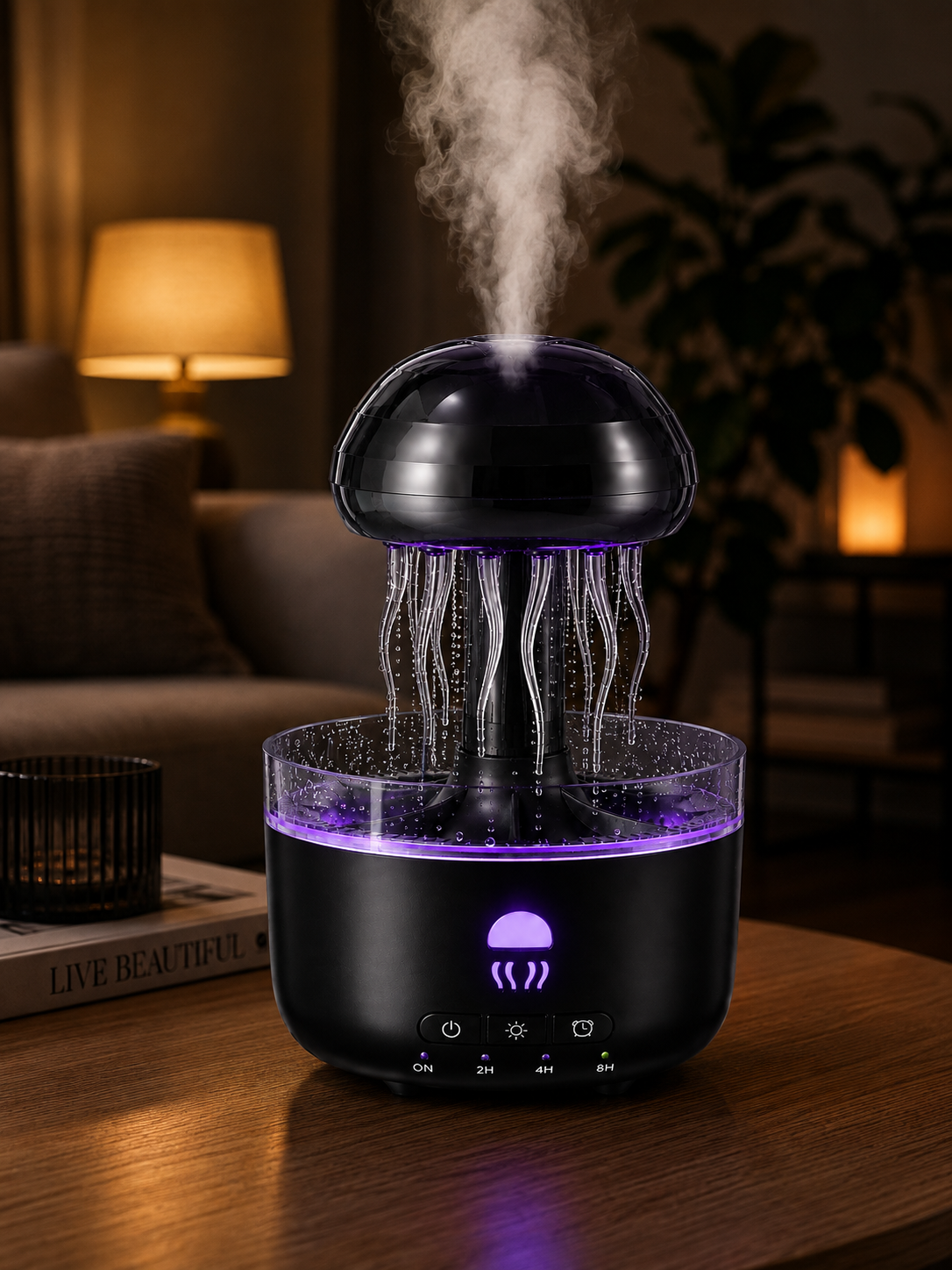 Ultrasonik Denizanası Hava Nemlendirici Sessiz Çalışan RGB Ortam Işıklı Aromaterapi Difüzörü