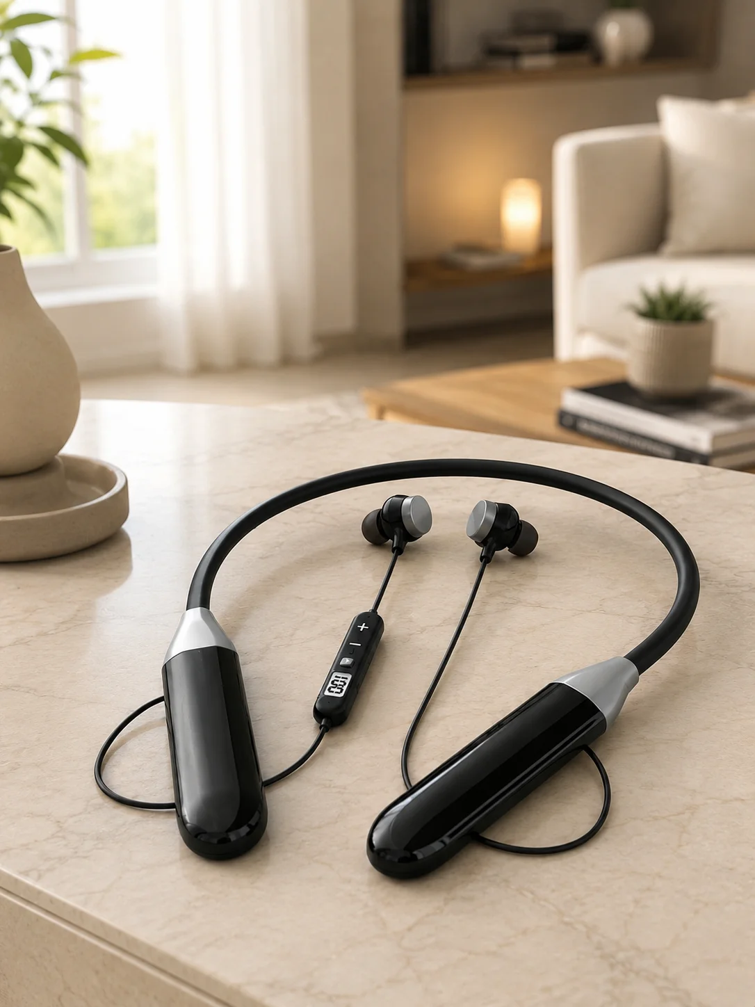 Spor İçin Bluetooth Boyun Kulaklığı Mikrofonlu Kablosuz Kulak İçi Müzik ve Telefon Kulaklığı