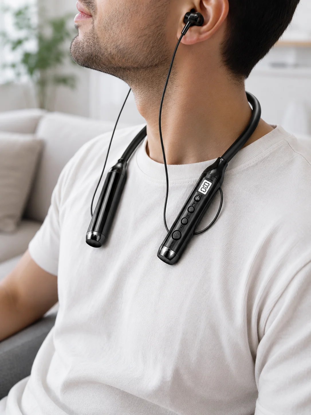 Uzun Kullanım Süreli Bluetooth Kulaklık Boyun Bantlı Mikrofonlu 600 Saat Müzik Süreli Ses ve Çağrı Kontrollü Kablosuz Kulaklık