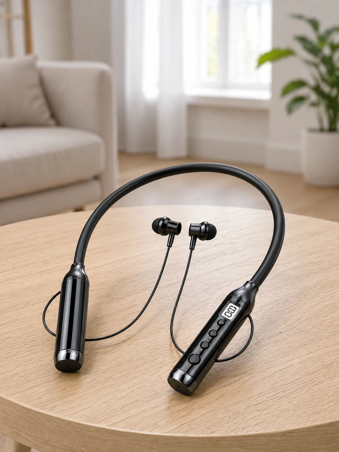 Boyun Bantlı Bluetooth Kulaklık Dijital Ekranlı Mikrofonlu Çift Telefon Bağlantılı Kablosuz Müzik ve Görüşme Kulaklığı