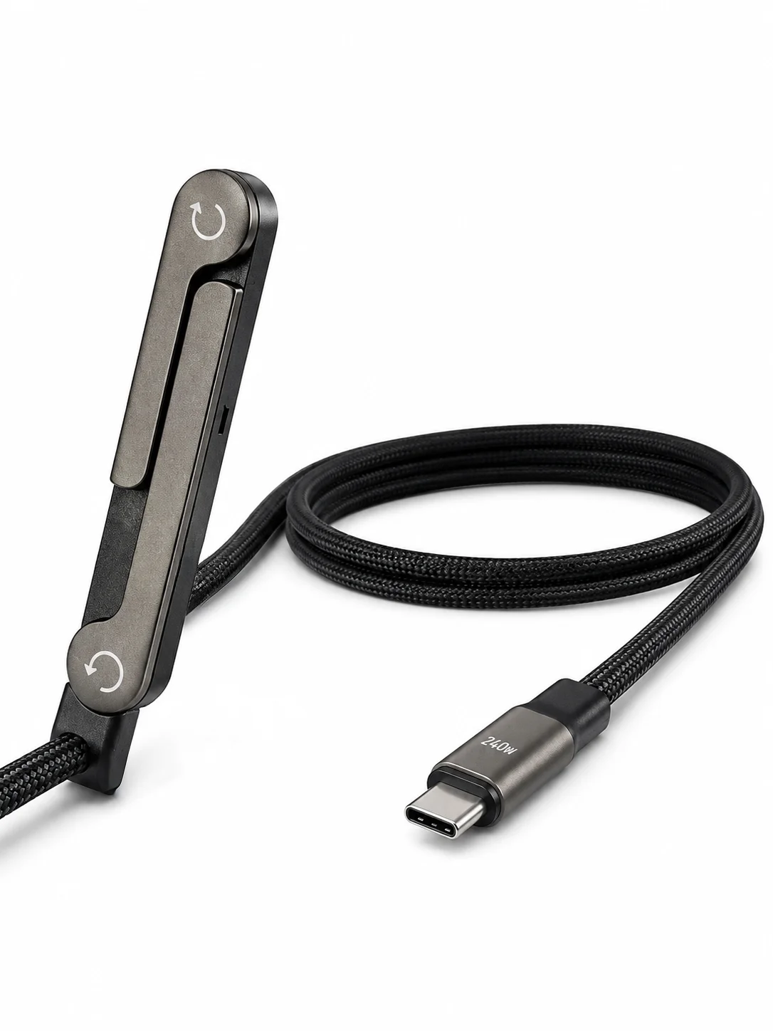 240W Type-C Telefon Standlı Örgülü Şarj ve Data Kablosu