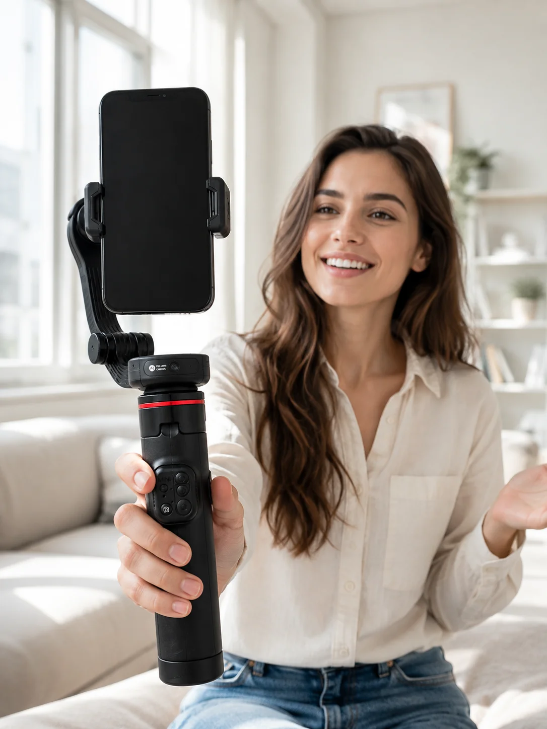 AI Takipli Gimbal Selfie Stick 360° Otomatik Yüz Takibi Bluetooth Kumandalı Uzayabilir Tripodlu Telefon Sabitleyici