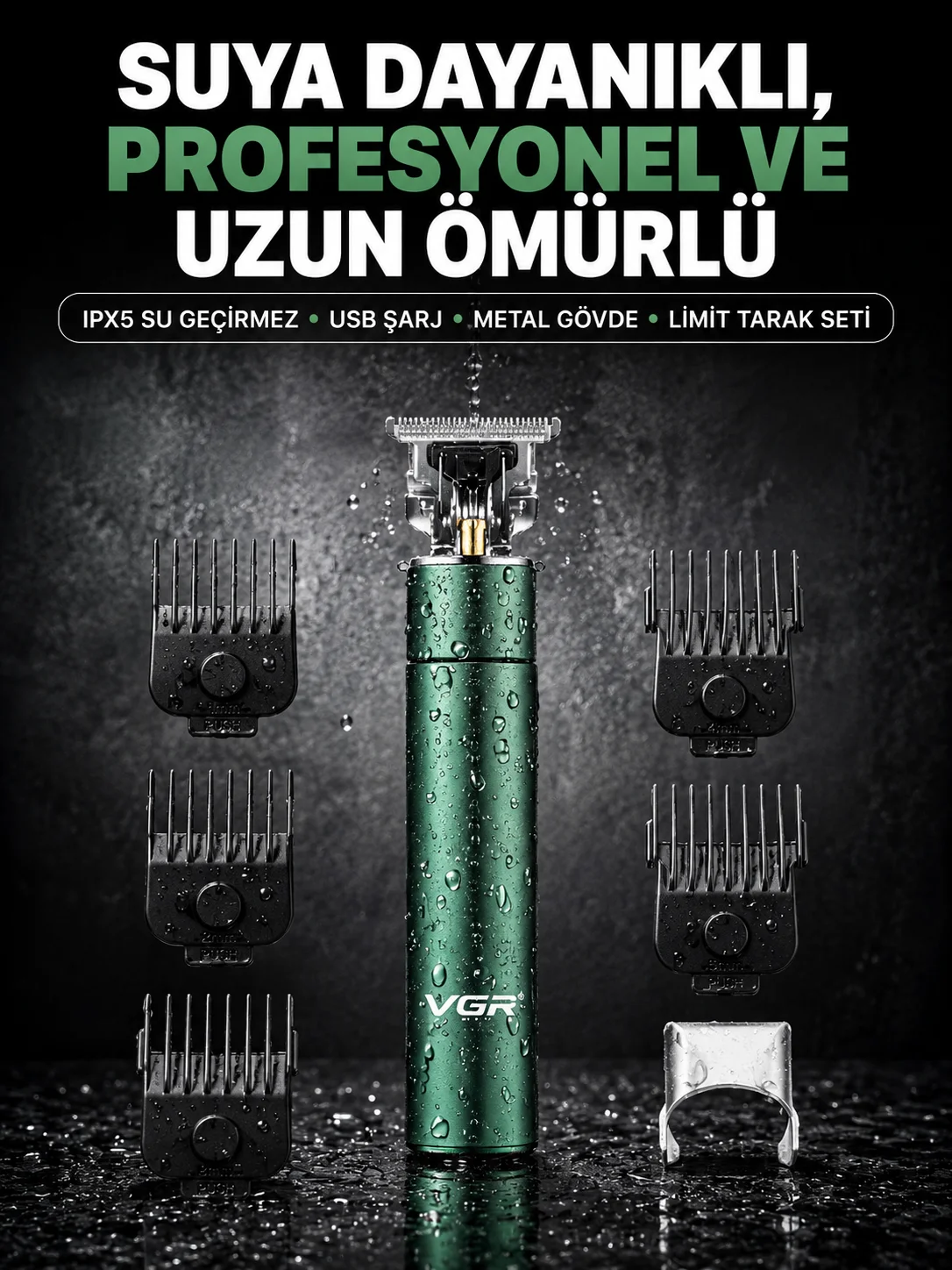 4 Limit Taraklı IPX5 Su Geçirmez Saç Kesme Makinesi
