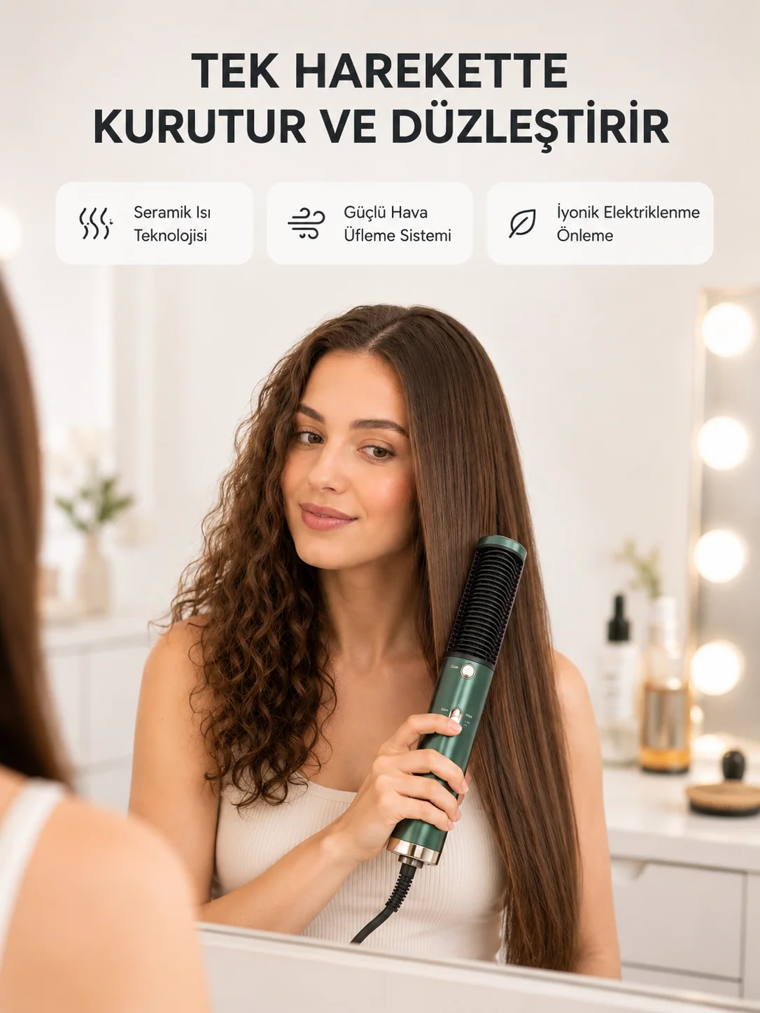Seramik Plakalı Saç Düzleştirici – 200°C Ayarlanabilir Isı, İyon Teknolojisi