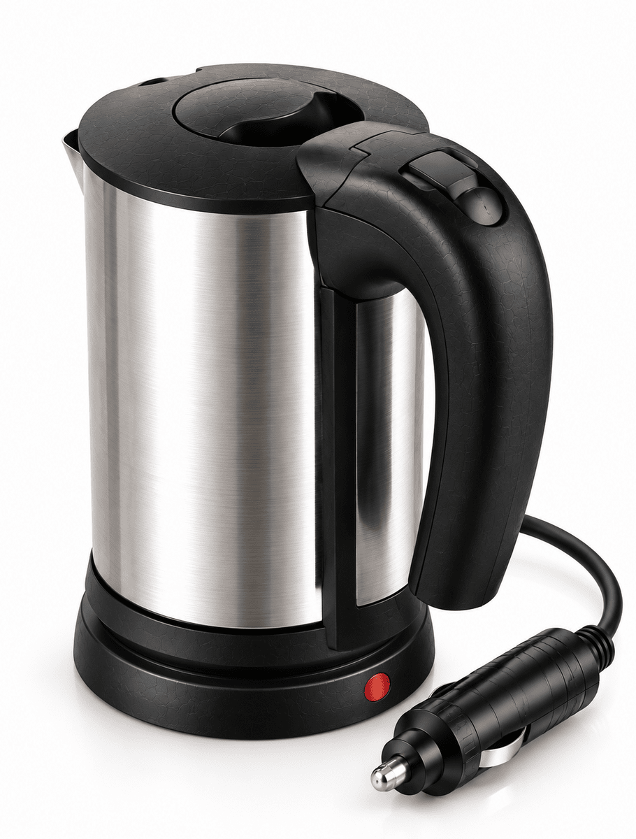 12V Araç Çakmak Girişli Paslanmaz Çelik Araç İçi Su Isıtıcı Seyahat Tipi Kettle