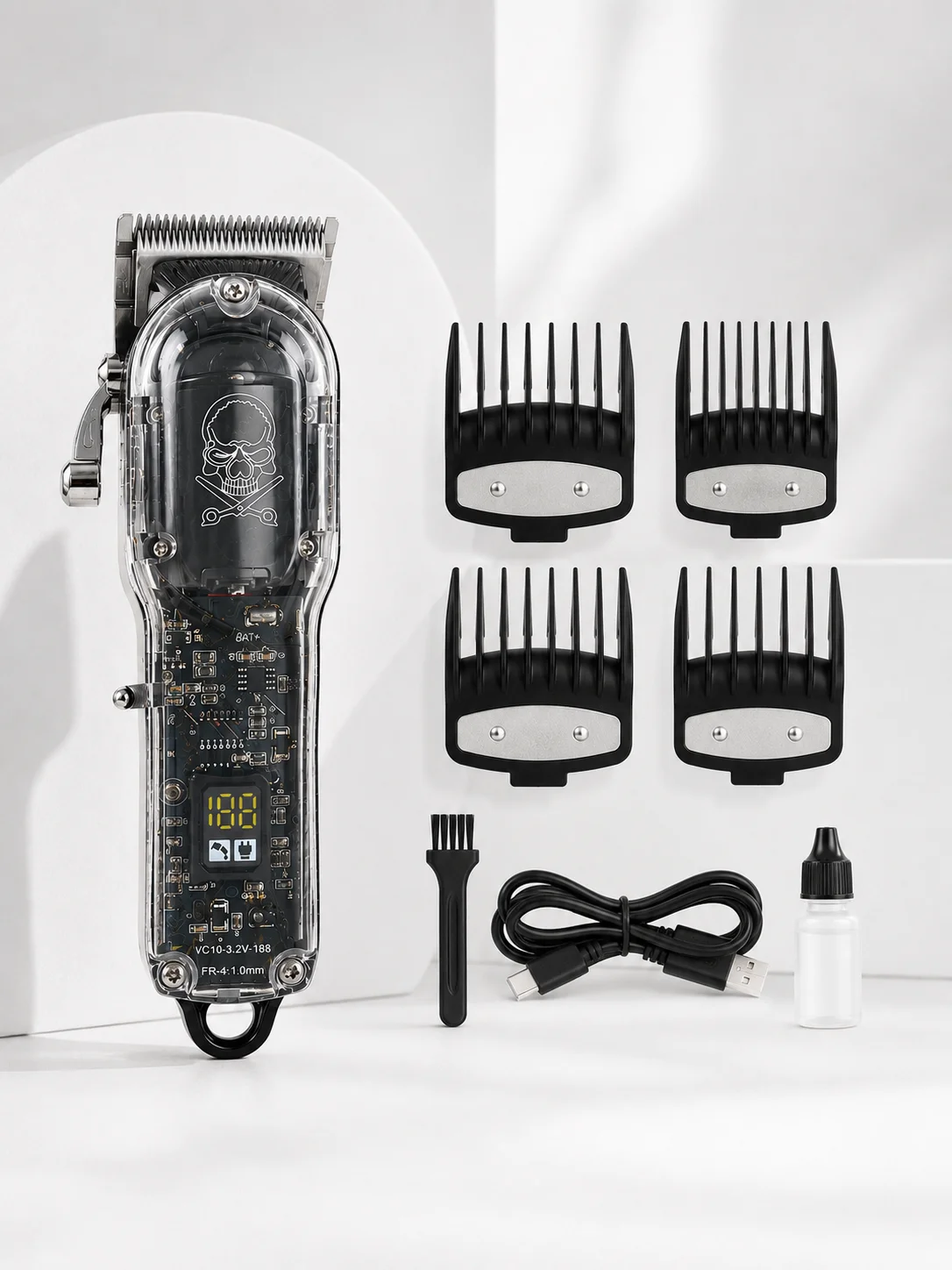 Erkek Saç Tıraş Makinesi Ayarlanabilir Bıçaklı 4 Taraklı 180 Dakika Kullanımlı LCD Ekranlı Şarjlı
