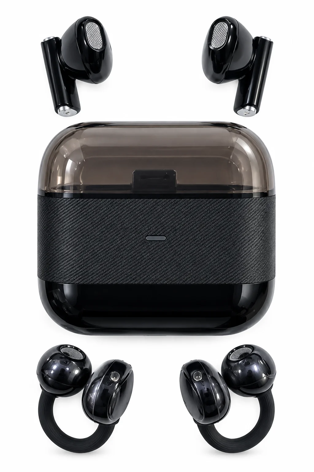 Kablosuz Bluetooth Kulaklık 2’si 1 Arada Klipsli Kulak İçi 4’lü Siyah