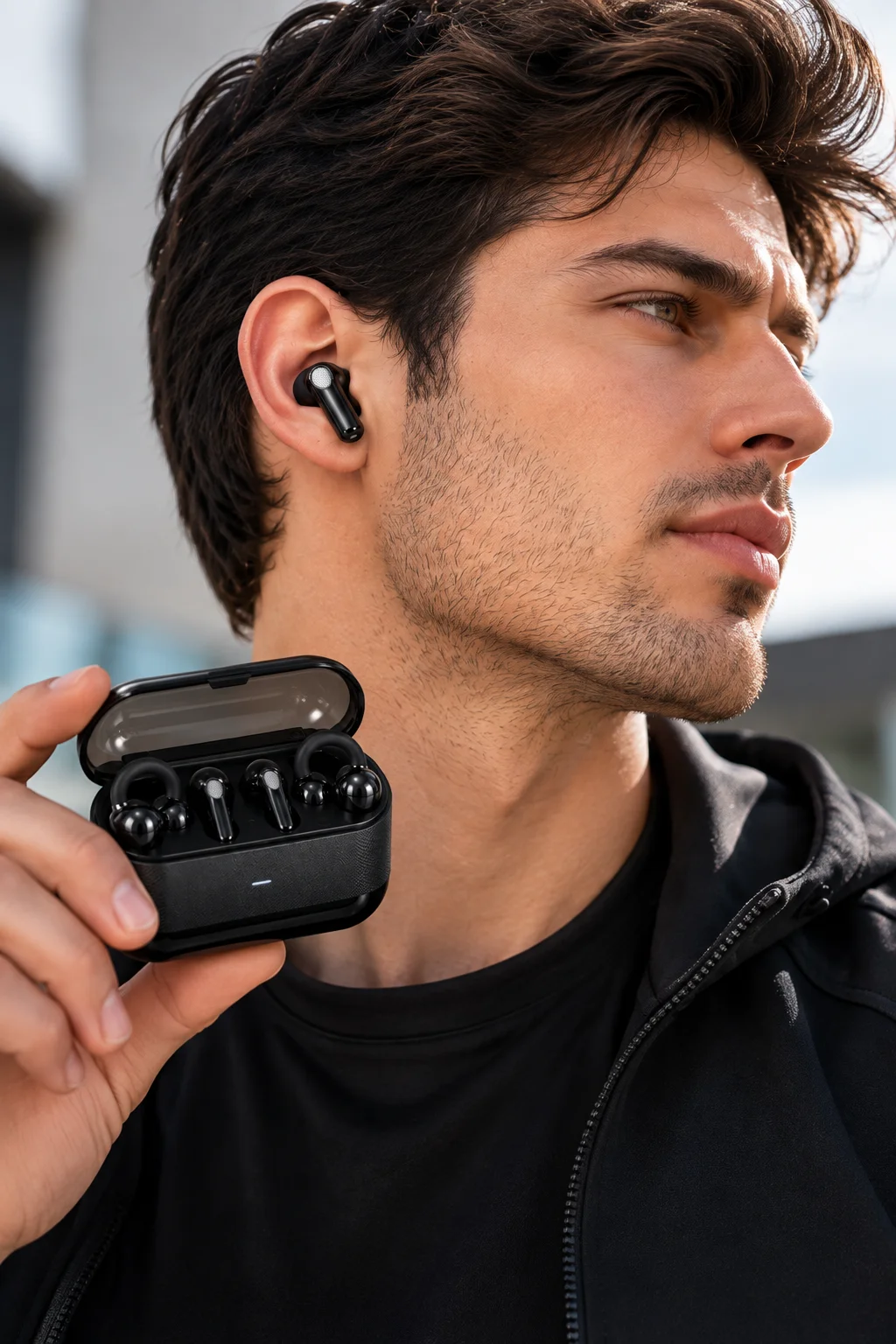 Kablosuz Bluetooth Kulaklık 2’si 1 Arada Klipsli Kulak İçi 4’lü Siyah
