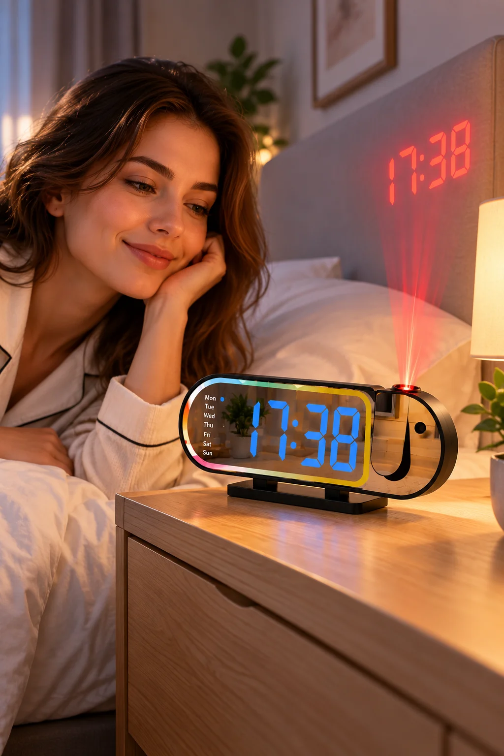 Dijital LED Masa Saati Masaüstü Alarm Saati Parlaklık Ayarlı Sıcaklık ve 12 24 Saat Göstergeli