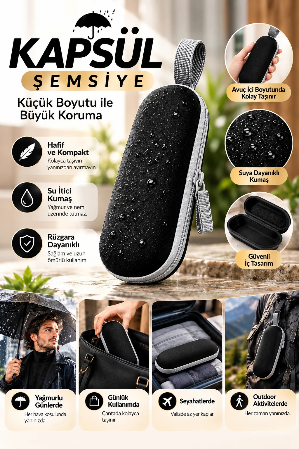 KAPSÜL ŞEMSİYE SİYAH