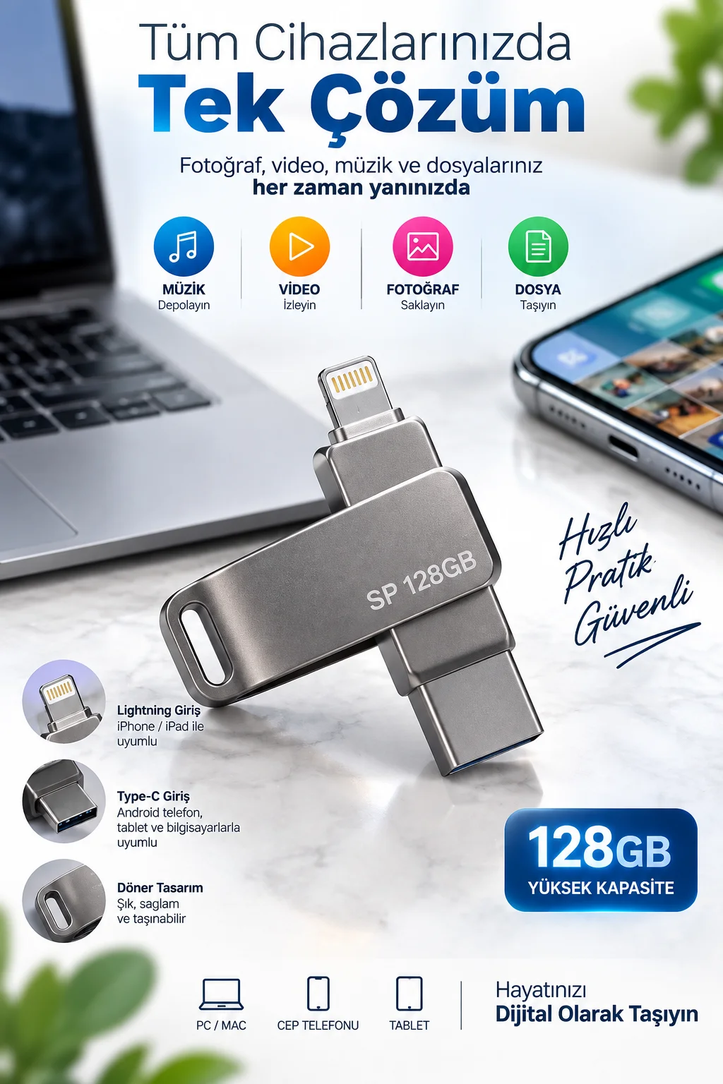 128 GB FLASH BELLEK