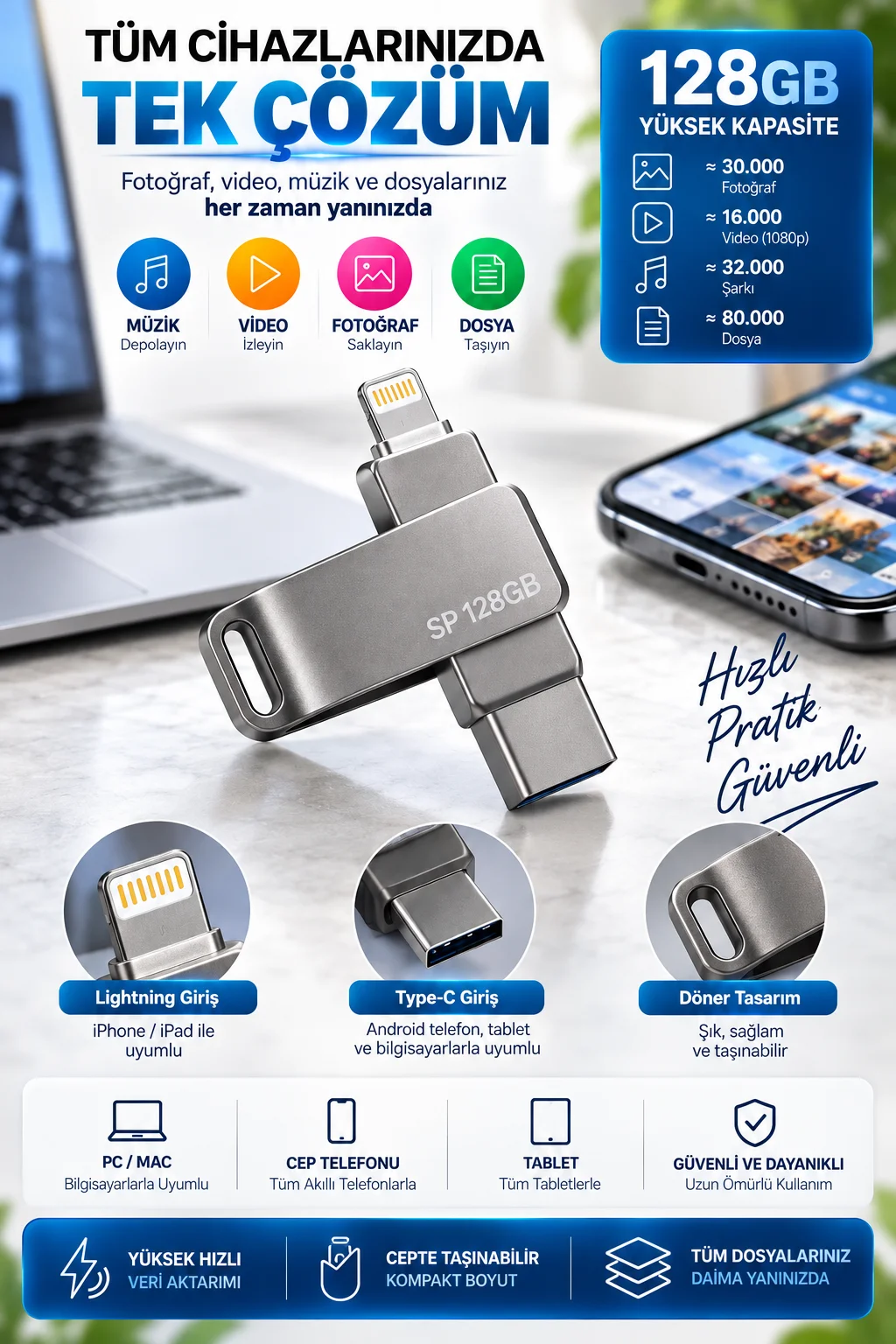 128 GB FLASH BELLEK