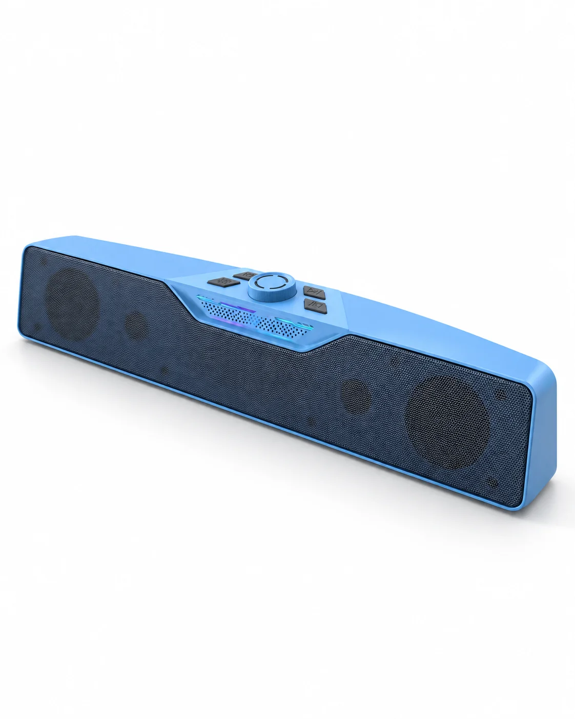 Döner Kontrol Düğmeli Bluetooth 5.4 Kablosuz Hoparlör 6 W RGB Işıklı Mavi