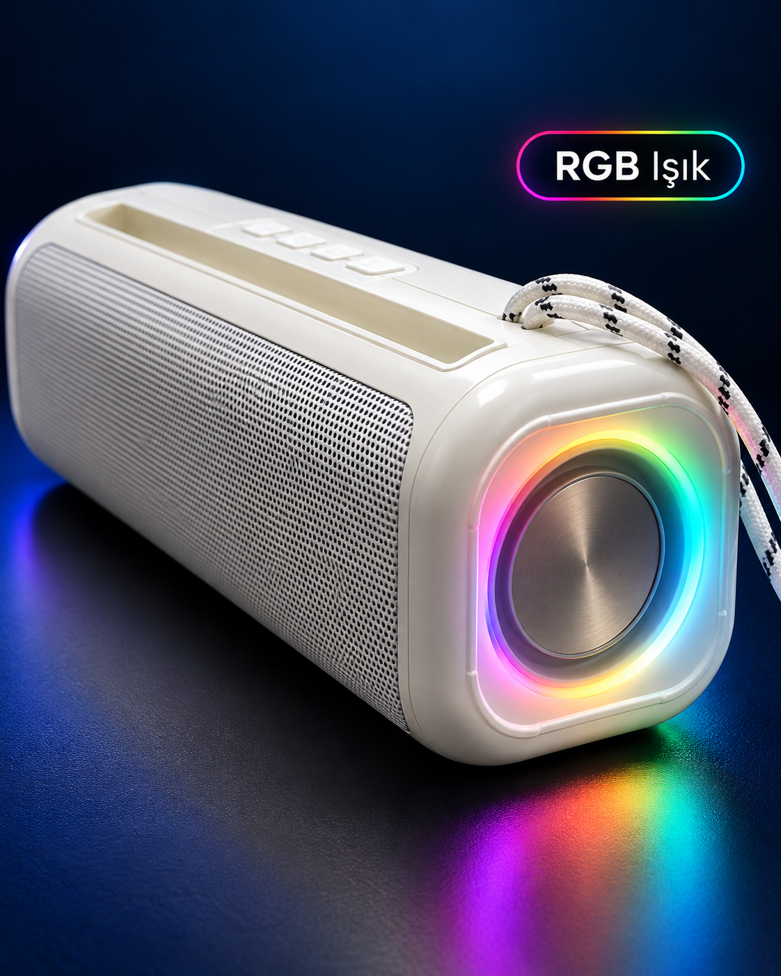 RGB Işıklı Bluetooth Kablosuz Hoparlör TWS Stereo Destekli USB ve TF Kart Girişli (Kopya)