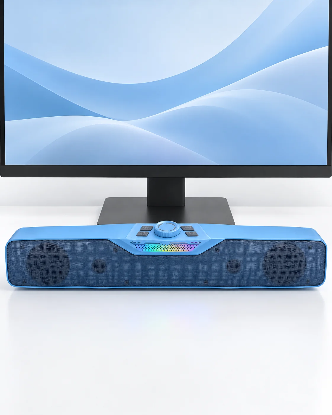 Döner Kontrol Düğmeli Bluetooth 5.4 Kablosuz Hoparlör 6 W RGB Işıklı Mavi