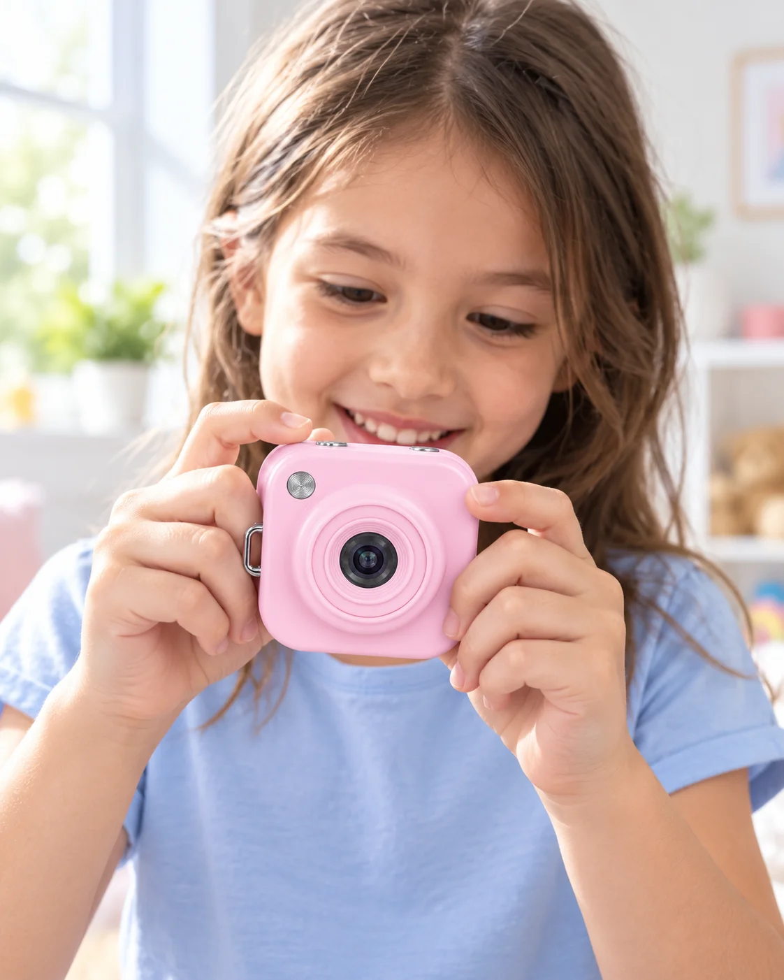 Günlük ve Seyahat Kullanımı İçin Ekranlı Pembe Mini Dijital Kamera