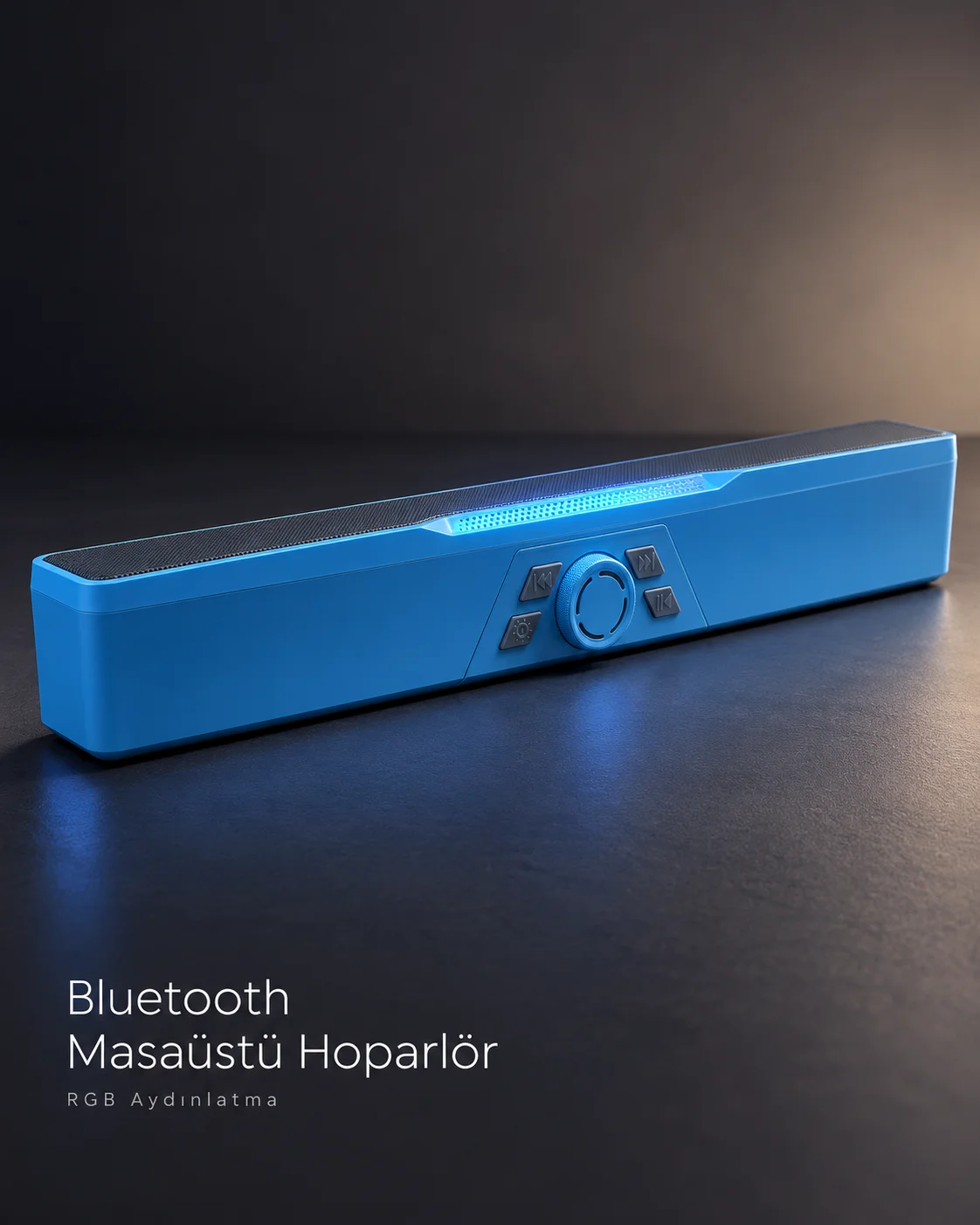 Döner Kontrol Düğmeli Bluetooth 5.4 Kablosuz Hoparlör 6 W RGB Işıklı Mavi