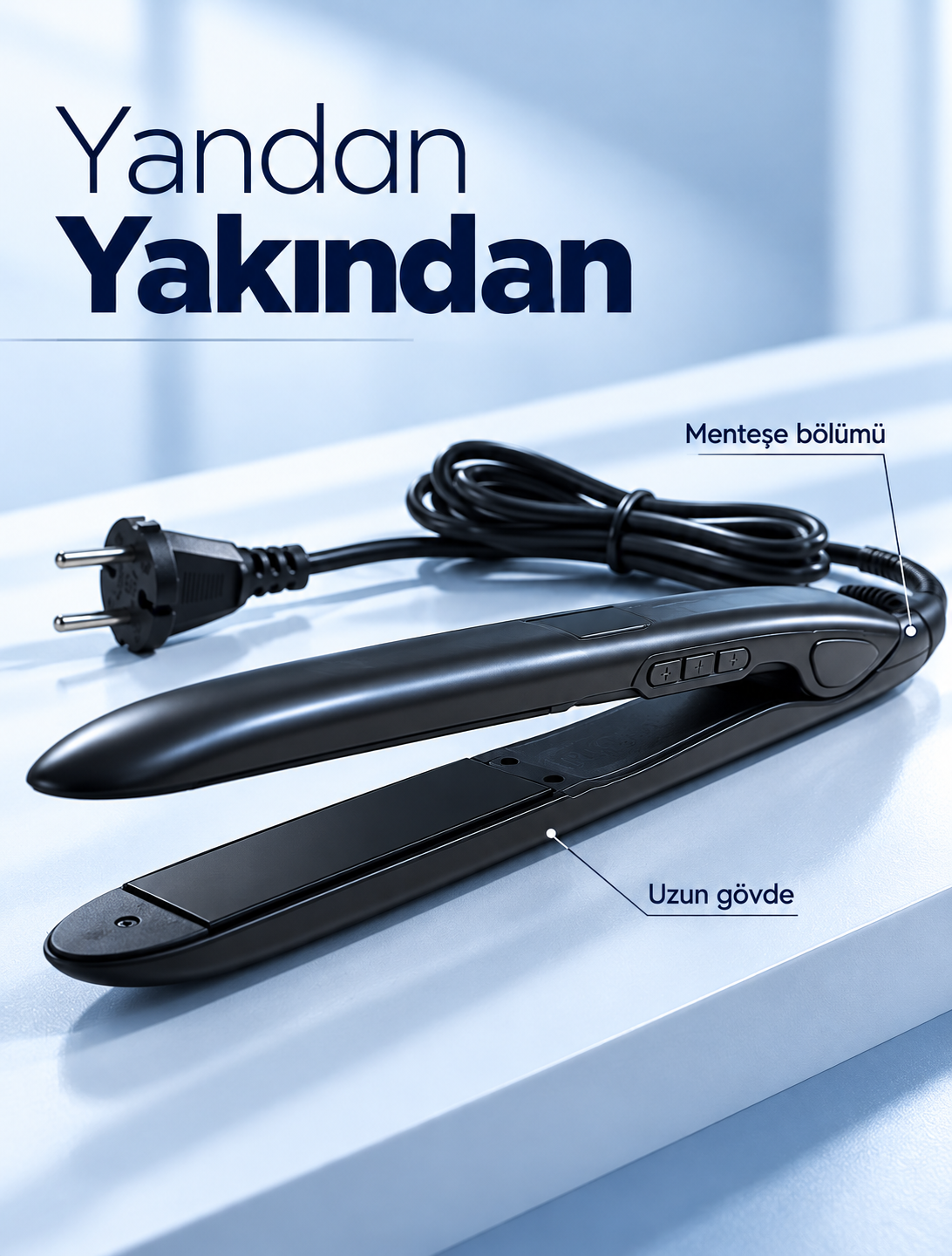 LCD Ekranlı Seramik Plakalı 200–450 °F Isı Ayarlı Saç Düzleştirici