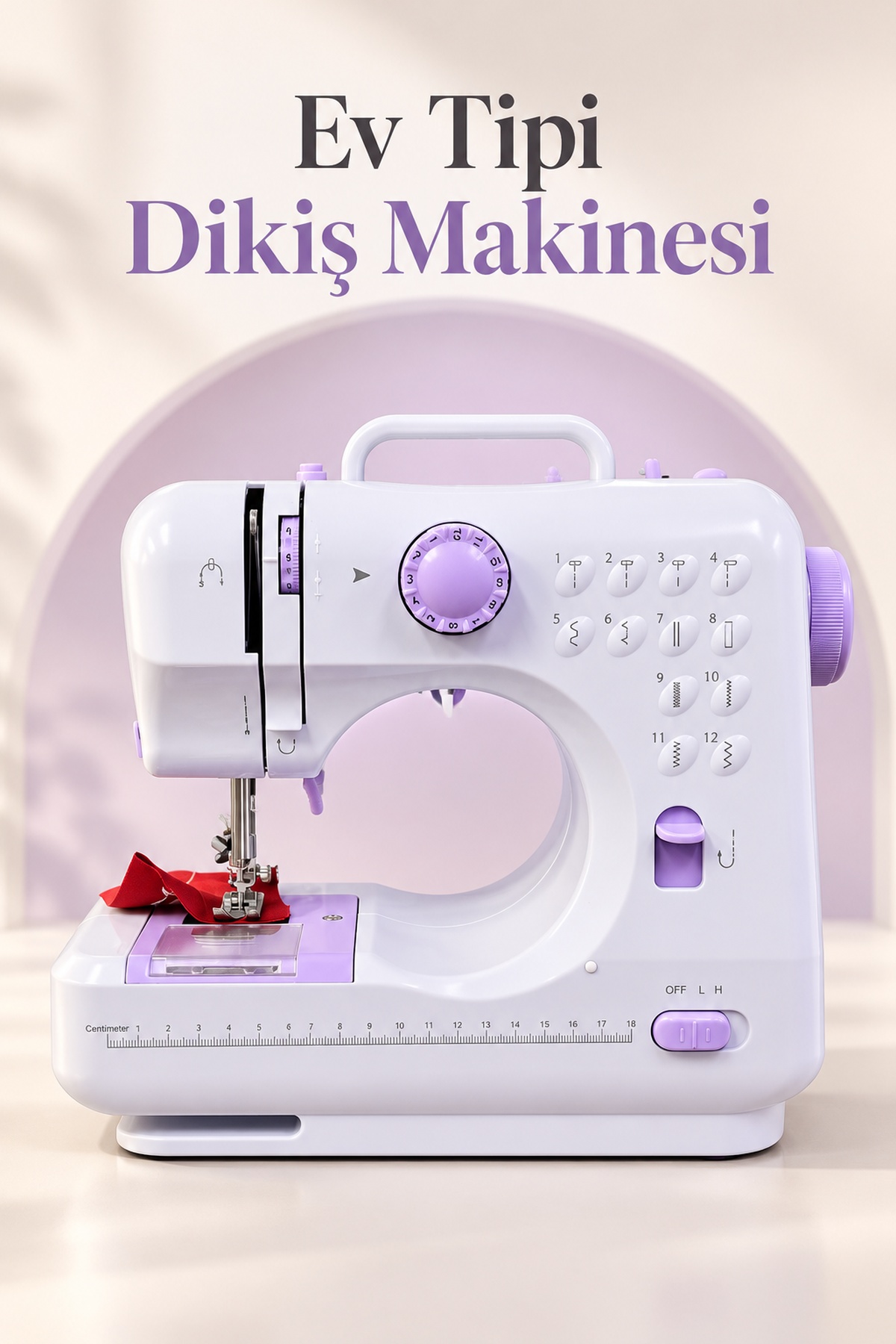 Ayak Pedallı Dikiş Makinesi Beyaz Lila Mini Tasarım