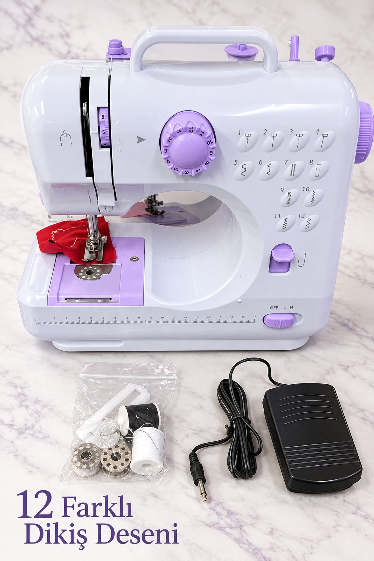 Evde Dikiş ve Onarım İçin Pedallı Mini Dikiş Makinesi