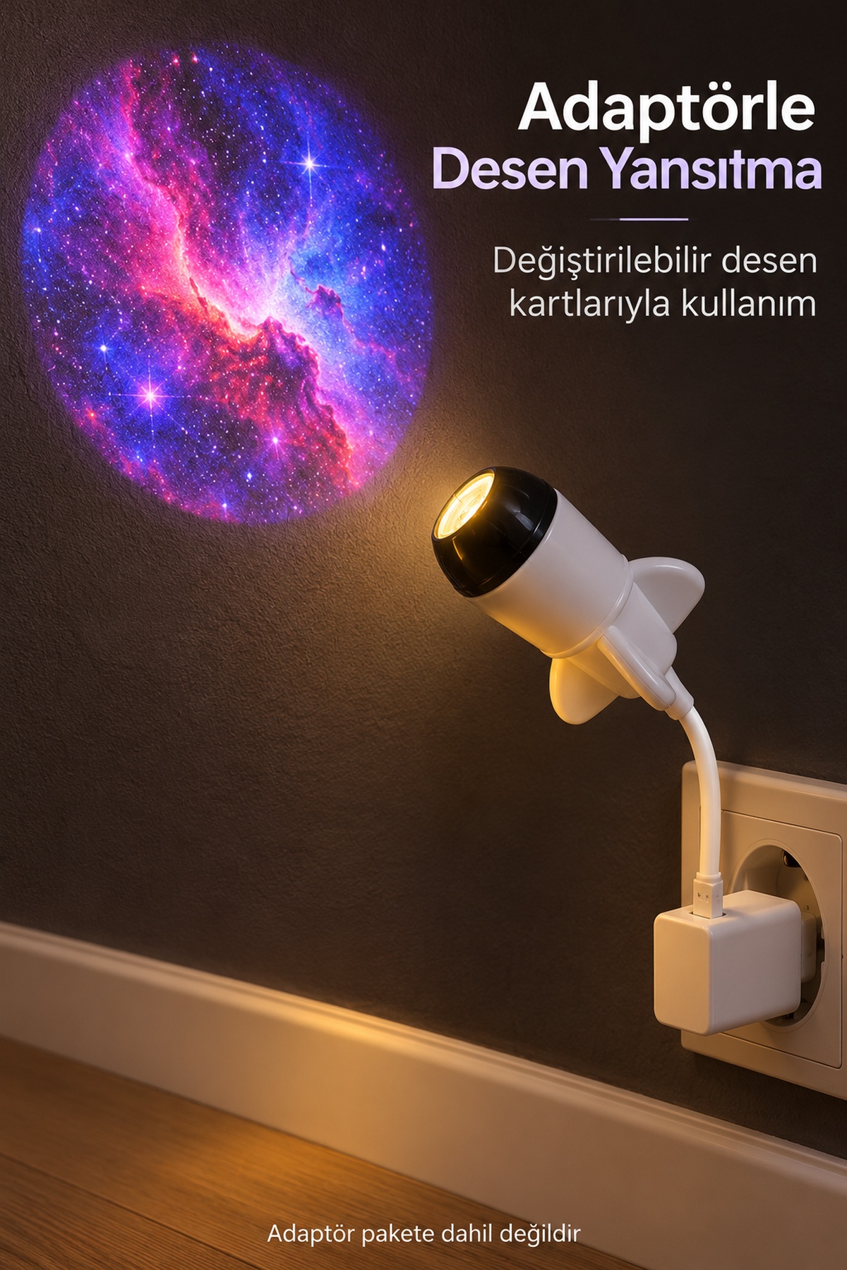 USB Projeksiyon Lambası Ay ve Gezegen Desenli