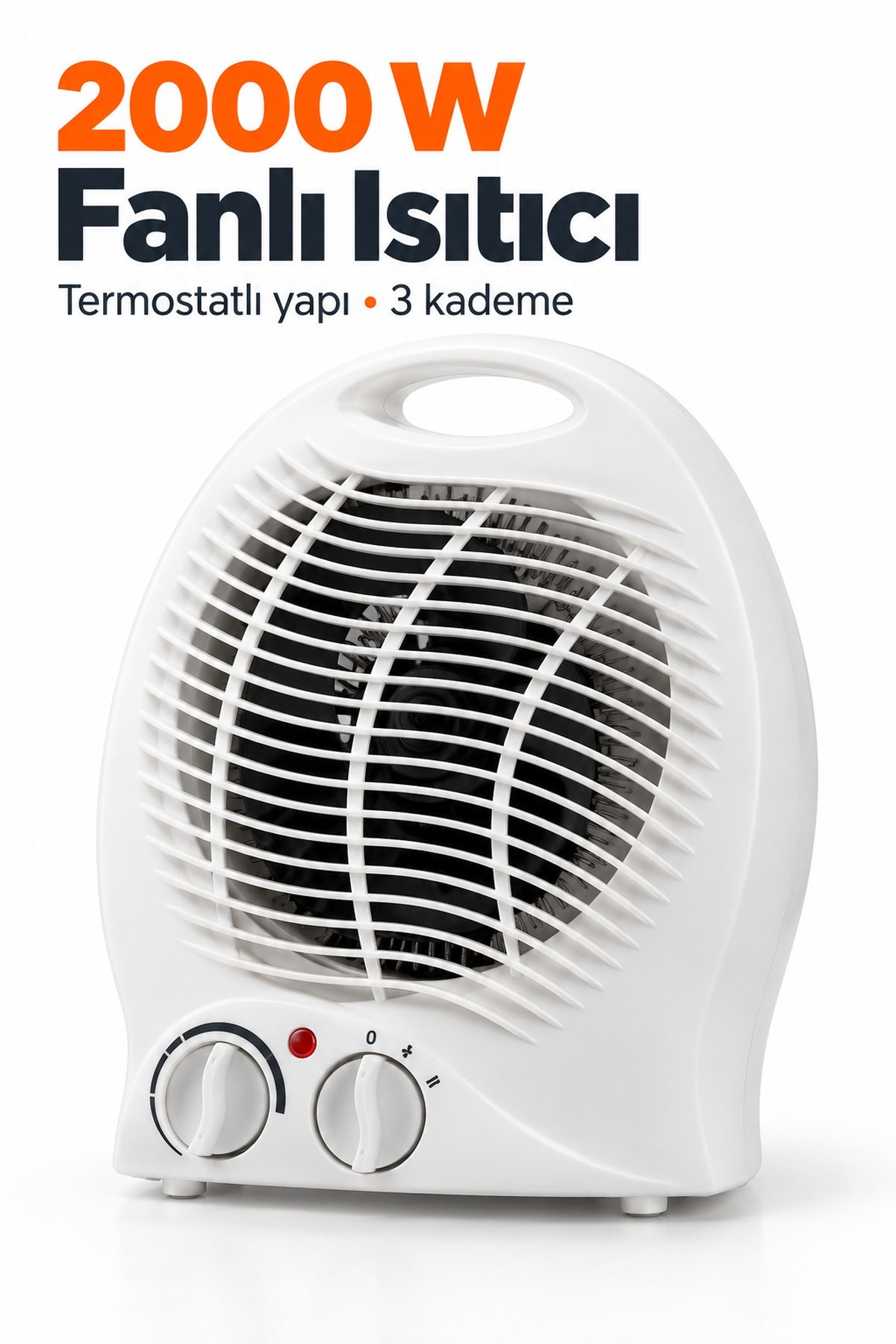 Termostat ve Kademe Ayarlı Beyaz Fanlı Isıtıcı