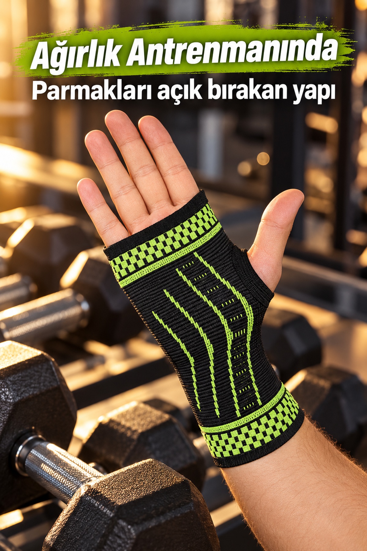 Avuç İçini ve Bileği Saran Örgü Sporcu Bilekliği