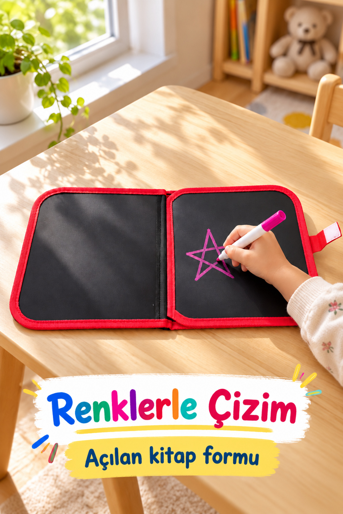 Çizim Kitabı Kırmızı Kenarlı Siyah Çizim Yüzeyli